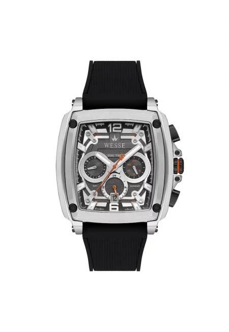 Мъжки часовник  WWG403201 - 44 мм - черна силиконова каишка - сребрист метален корпус - водоустойчив на 5 ATM