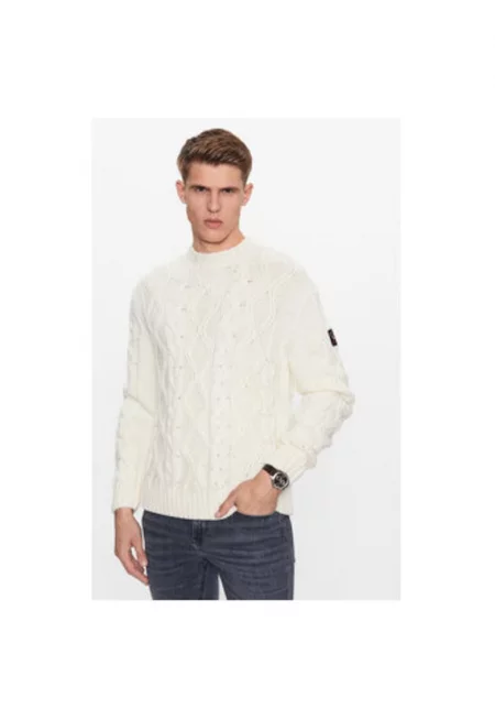 Мъжки пуловер -  303015336 - Вълна - Бежов