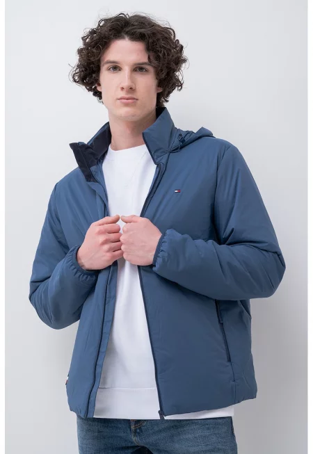 Непромокаемо яке със средновисока яка - Син
