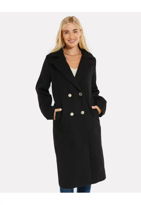 Палто Marlet с двуредно закопчаване и раздвоен ревер - Черен