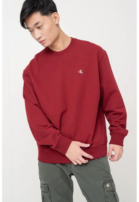 Памучен суитшърт с паднали ръкави - Бордо