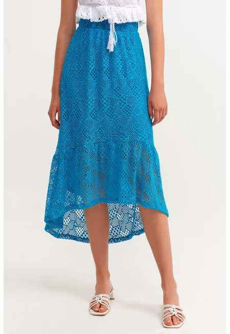 Пола с дантела - Петролно синьо