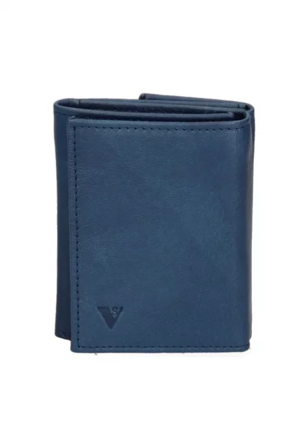 Портфейл от еко кожа с тройно прегъване - Прашно синьо