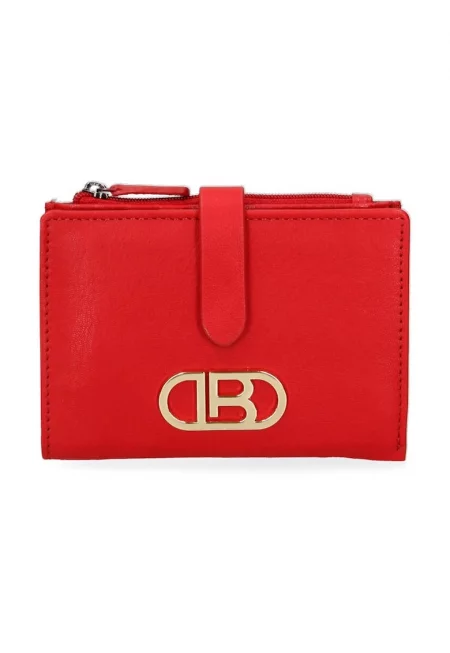 Портмоне от еко кожа с метално лого - Червен