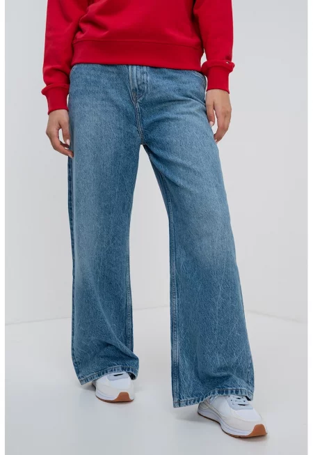 Разкроени дънки с лиосел - Син