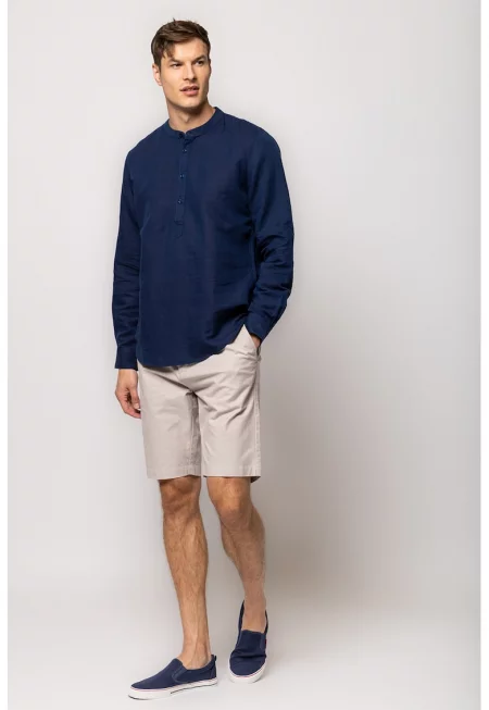 Риза Roderick с малка овална яка - Тъмносин