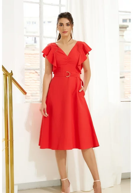 Рокля Amaryllis с лен и шпиц