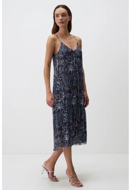 Рокля без ръкави с принт - Тъмносин/Светлосин/Тъмносин