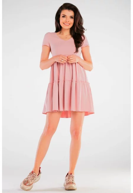 Рокля M244 - Пудрено розова