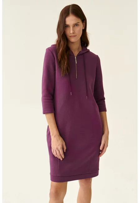 Рокля тип худи със свободна кройка - Виолетов