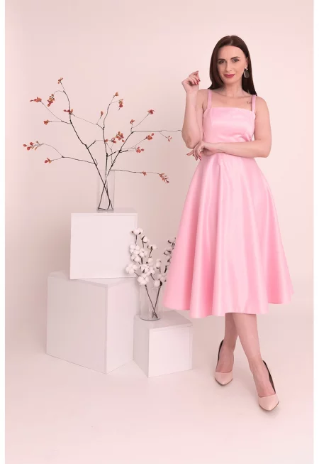 Сатинирана рокля Sofia - Пастелнорозов