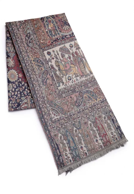 Шал с вълна с етно принт
