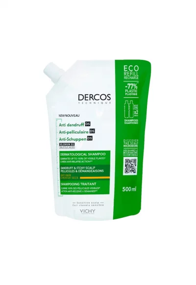 Шампоан против пърхот  Dercos за суха коса - ECO refill reserve - 500 мл