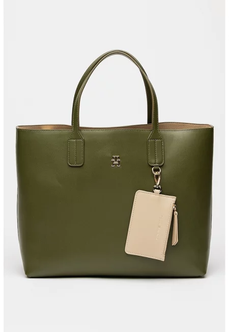 Шопинг чанта от еко кожа - Тъмно каки