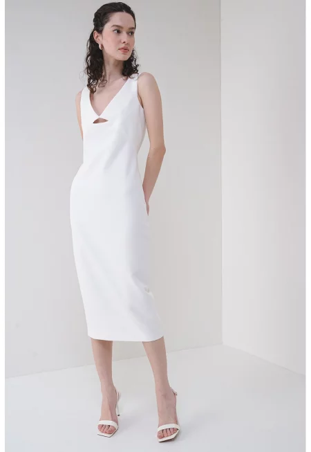 Шпиц рокля - Бял/Бял/Мръснобял