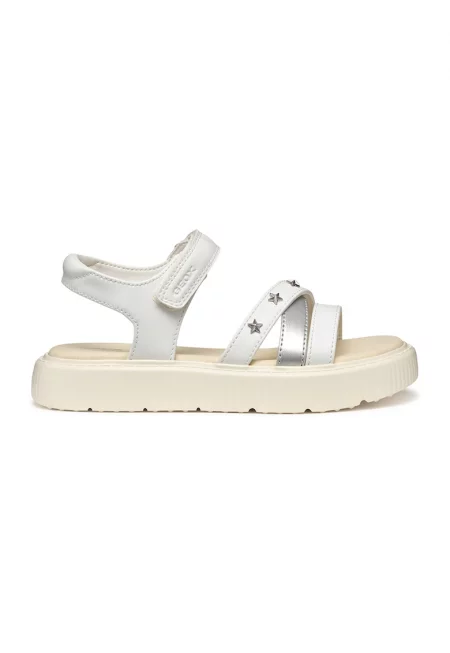 Спортни обувки от еко кожа с велкро - Бял/Сребрист