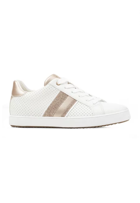 Спортни обувки с бляскави детайли - Бял/Златист