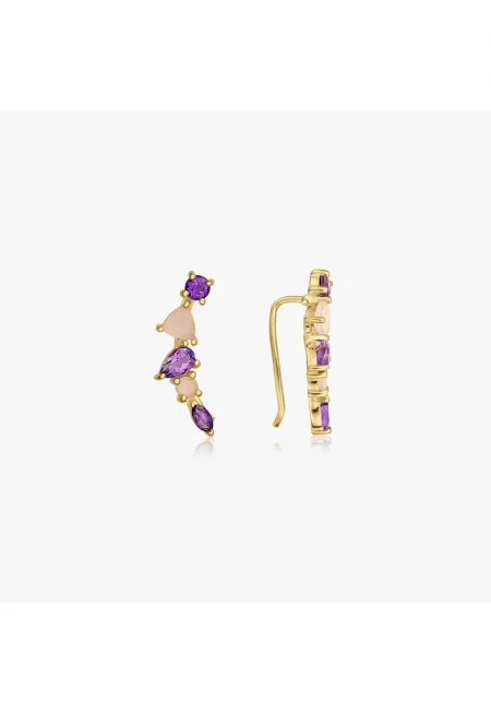 Сребърни обеци Valery Golden - Аметист - Халцедон