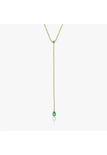 Сребърно колие Golden Lariat - Зелен оникс