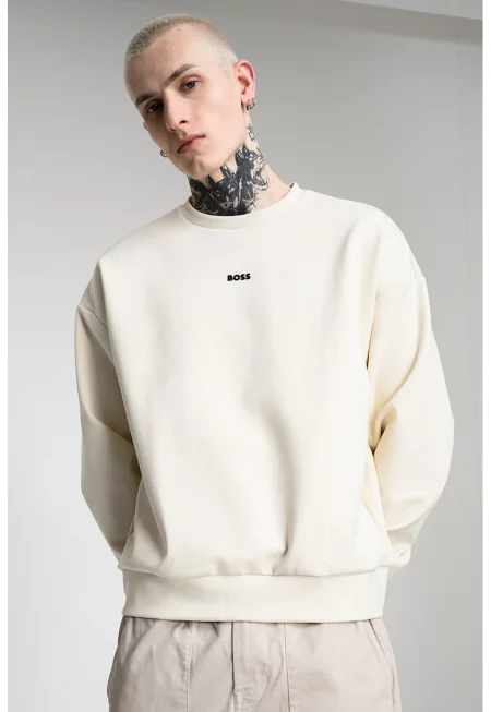 Суитшърт с лого - Крем