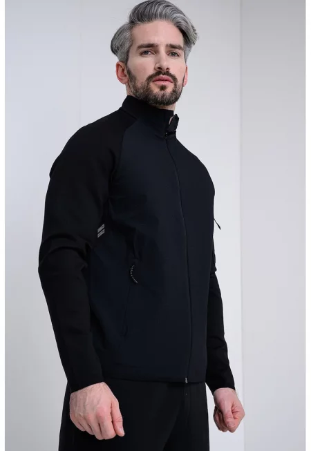 Суитшърт Urban Tech с модал с цип - Черен