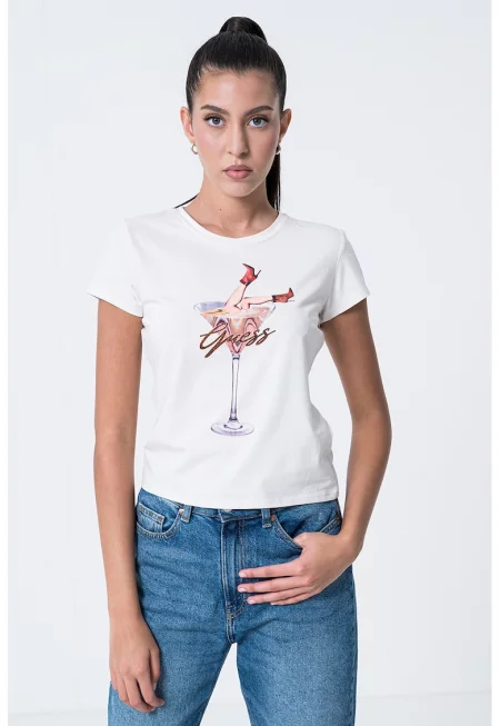 Тениска с овално деколте и шарка