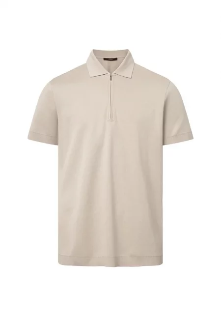 Тениска с яка - стандартна кройка 30040709 - Бежов