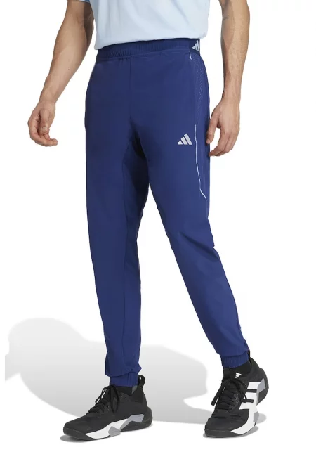 Тренировъчен слим панталон Tech - Бял/Кралско Синьо