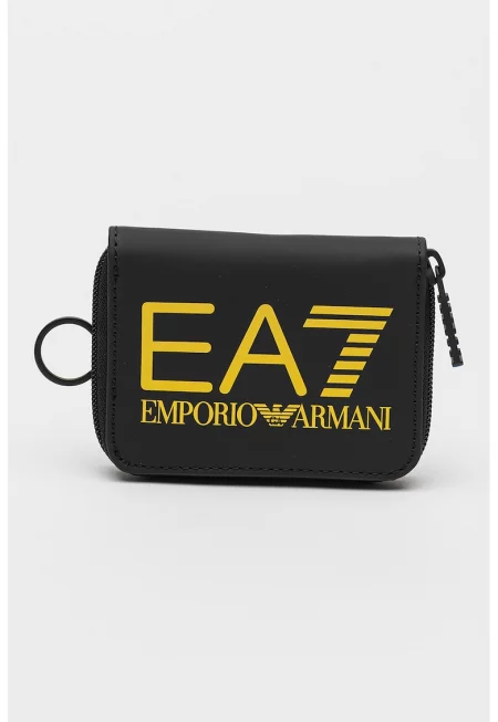 Унисекс портмоне с лого и цип - Черен/Жълт