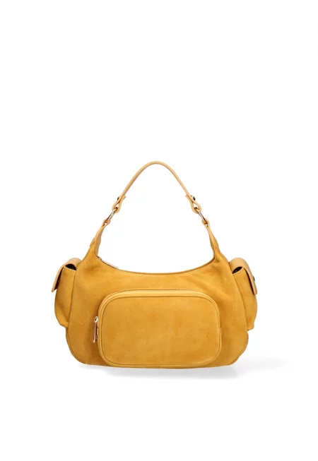 Велурена чанта за рамо Ardena - Синапено жълто