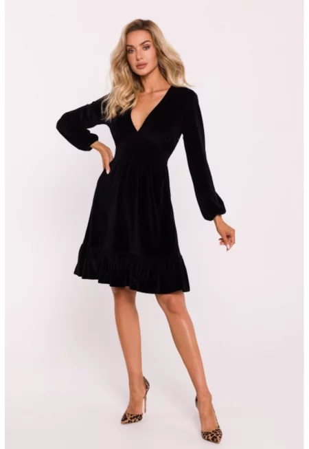 Велурена рокля с бюстие