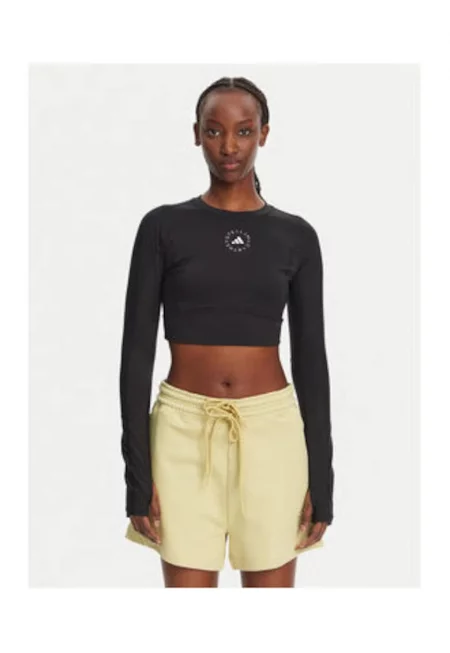 Вталена къса блуза с лого