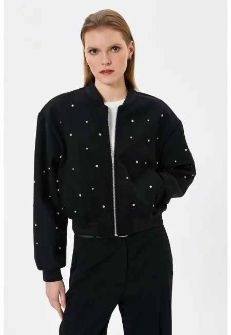 Яке бомбър с декоративни камъни