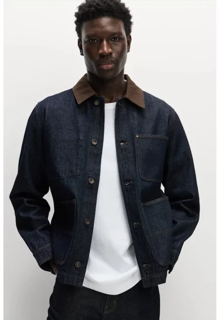 Яке от деним с контрастна яка