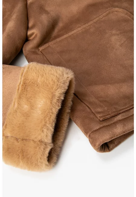 Яке от еко велур със странични джобове