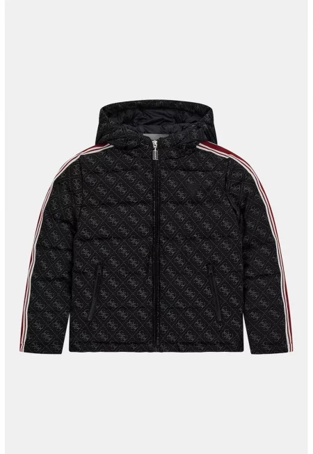 Яке с качулка и монограм - Черен