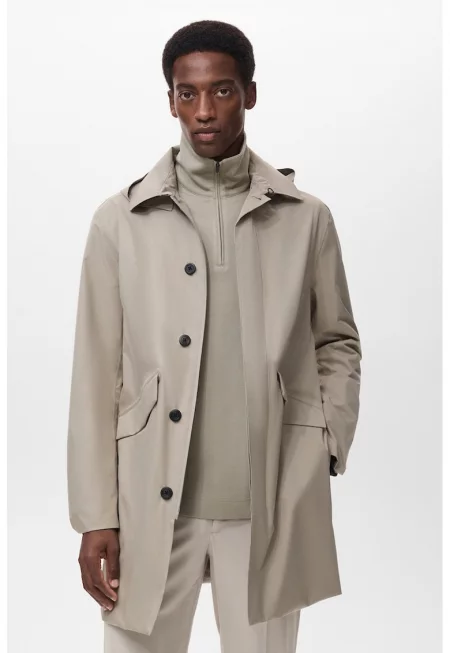 Яке с отделяща се качулка - Сиво-бежов