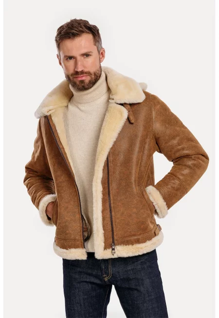 Яке Vintage Aviator от кожа - Камел
