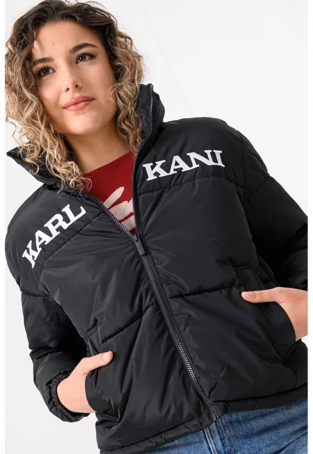 Зимно яке с цип - Бял/Черен