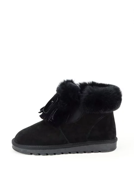 Боти от естествена кожа черни с пух 603 114 14115