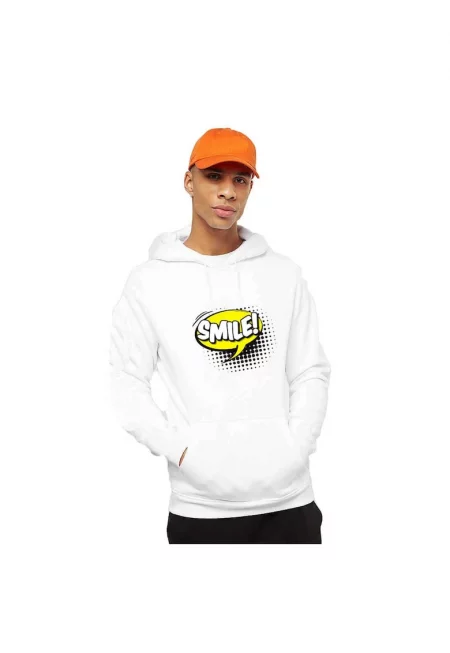 Бяла мъжка качулка - Усмивка