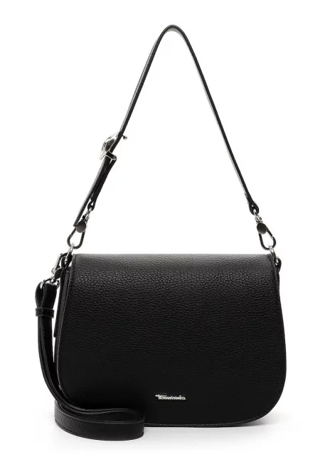 Чанта през рамо от еко кожа с капаче - Черен