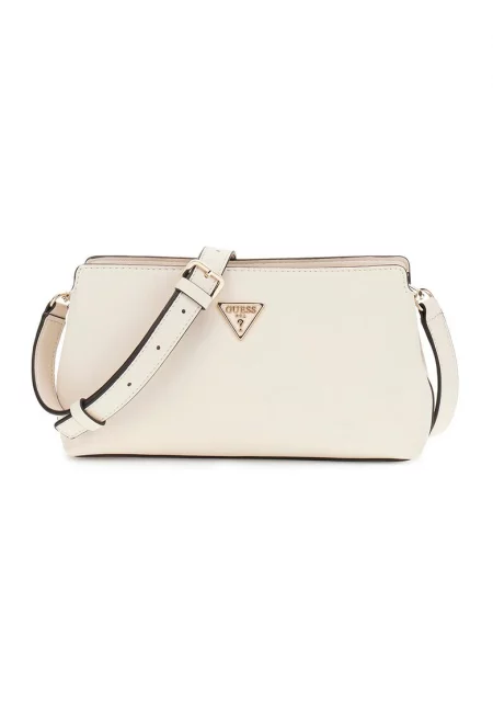 Чанта през рамо от еко кожа с регулируема презрамка - Мръснобял