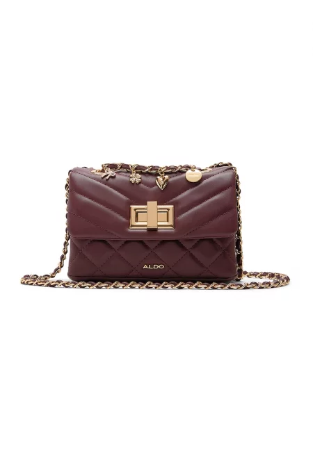 Чанта през рамо от капитонирана еко кожа Nila - Тъмночервен