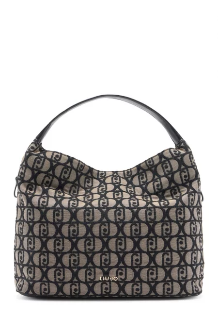 Чанта с лого - Черен/Бежов