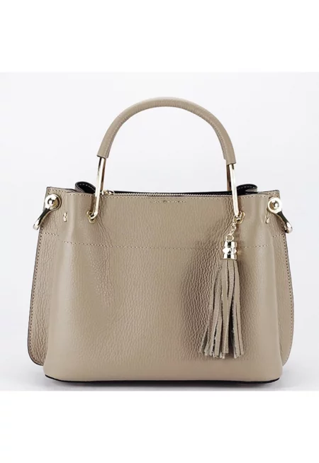 Чанта светло таупе средна от естествена кожа 8939 122 18131