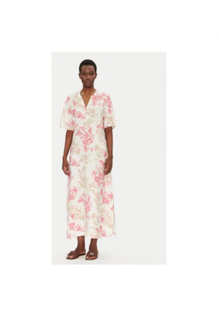 Дамска лятна рокля  20615458 - Вискоза/Полиамид - 45797 - Екрю/Розово