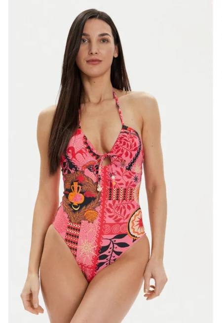 Дамски бански костюм -  303784065 - Найлон - Розов - Розово