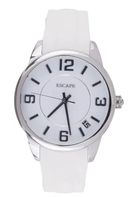 Дамски часовник  ECP10791 - пластмасов корпус 31-34 мм - бяла пластмасова каишка - водоустойчивост 5 ATM