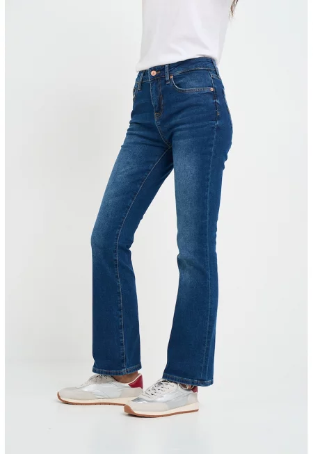 Дамски дънки с прави крачоли  избелели